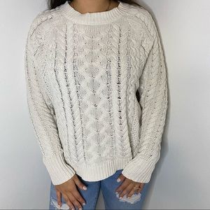 Aerie white cable knit sweater